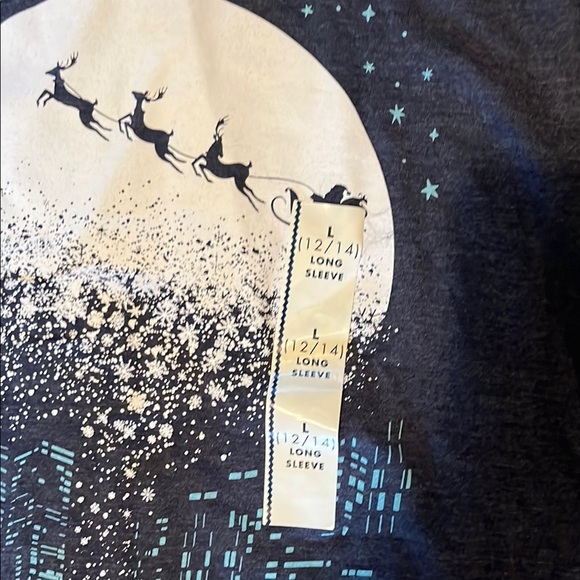 Dark Blue Santa and Reindeer Graphic Tee - Picture 2 of 4